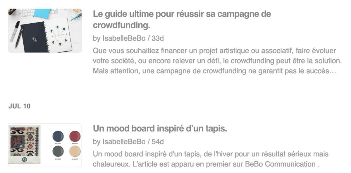 Flux RSS de BeBo sur Feedly