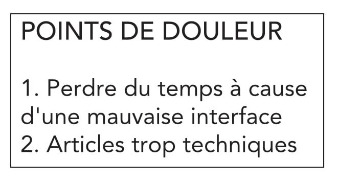 quels sont les points de douleur de nos personae ?