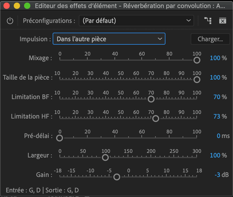 Effet Réverbération par convolution